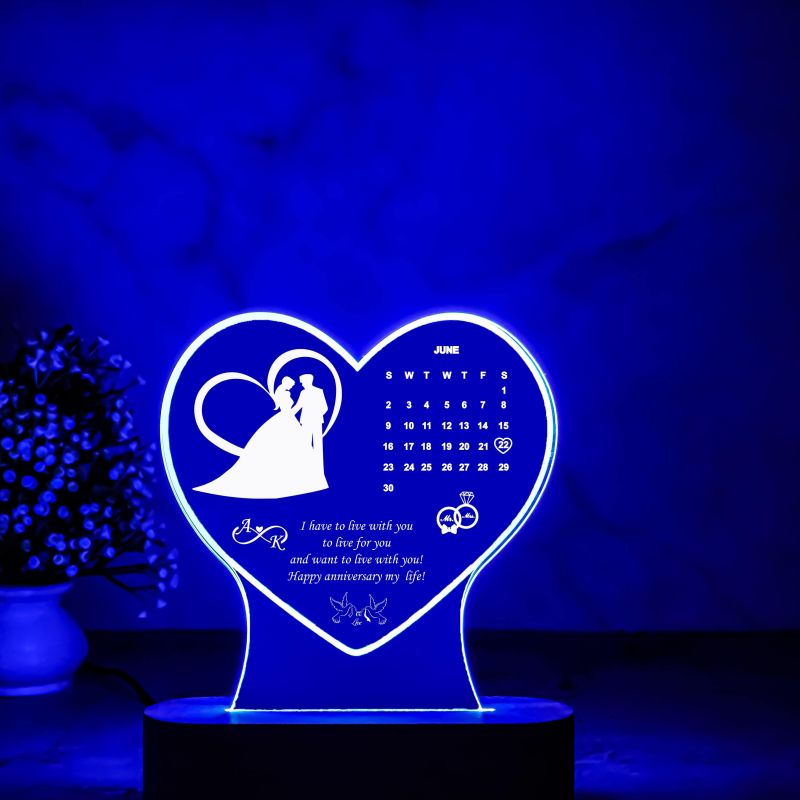 Personalized Heart Shape Lamp with Multicolored Light